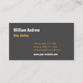 オレンジグレーヘッドフォンDJディスクジョッキー 名刺 (裏面)