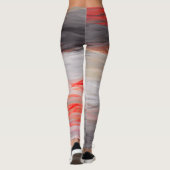 オレンジグレーホワイト抽象芸術絵画ズ レギンス (裏面)