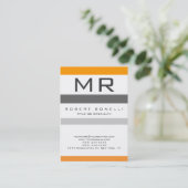 オレンジグレー白色モノグラム名刺 名刺 (スタンド正面)