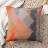 オレンジグレー絵画抽象芸術 クッション (ブランケット)