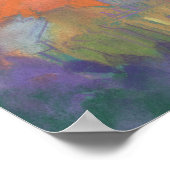 オレンジグローシティサンセットランドスケープ絵画パステル ポスター (角)