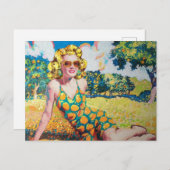 オレンジグローブのブロンドの女性 ポストカード (正面/裏面)