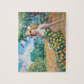 オレンジグローブの女性 ジグソーパズル (縦)