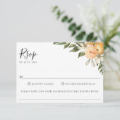 オレンジグローブ柑橘類結婚の食物アレルギーRSVP 出欠カード (スタンド正面)