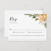 オレンジグローブ柑橘類結婚の食物アレルギーRSVP 出欠カード (正面/裏面)