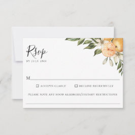 オレンジグローブ柑橘類結婚の食物アレルギーRSVP 出欠カード