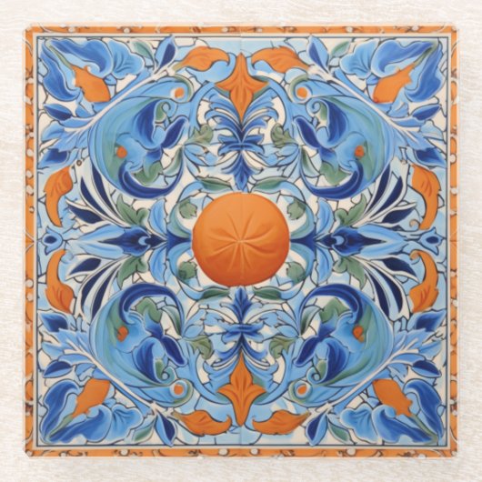 オレンジグローブ ガラスコースター (正面)