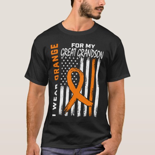 オレンジグ素晴らし孫の白血病認識度フラッグGran Tシャツ (正面)