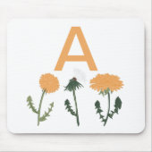 オレンジグ鮮やかリーンタンデリオンフラワーズモノグラム マウスパッド (正面)