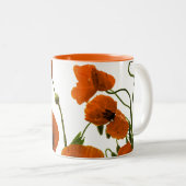 オレンジケシによってはシックな水彩画の花のギフトが開花します ツートーンマグカップ (正面右)