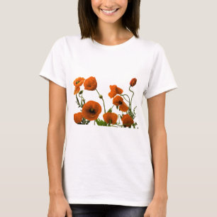 オレンジケシによっては水彩画の花柄パターンが開花します Tシャツ