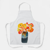 オレンジケシの花の水色 エプロン (正面)