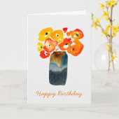 オレンジケシの花の水色 カード (黄色い花)