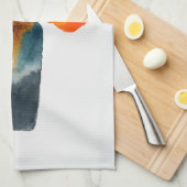 オレンジケシの花の水色 キッチンタオル (四つ折り)