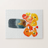 オレンジケシの花の水色 ジグソーパズル (横)