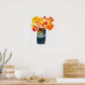 オレンジケシの花の水色 ポスター (キッチン)