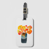 オレンジケシの花の水色 ラゲッジタグ (正面縦)