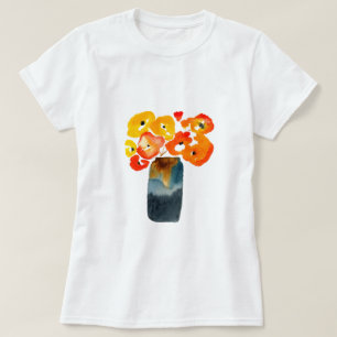 オレンジケシの花の水色 Tシャツ