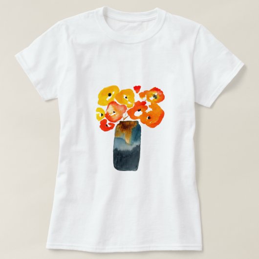 オレンジケシの花の水色 Tシャツ (デザイン正面)