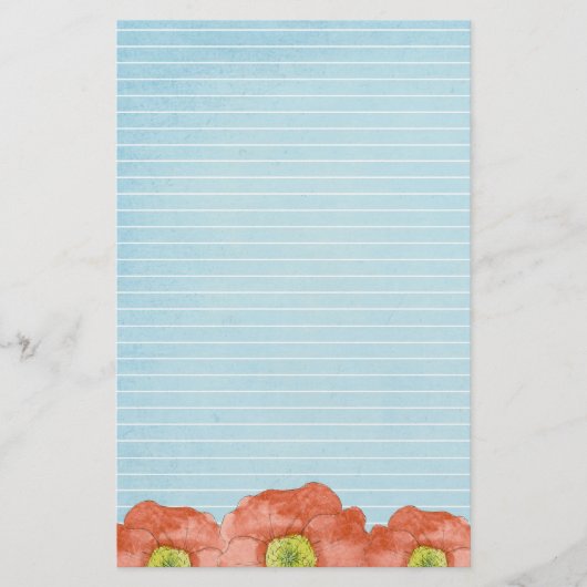 オレンジケシ水彩文字書の 便箋 (正面)