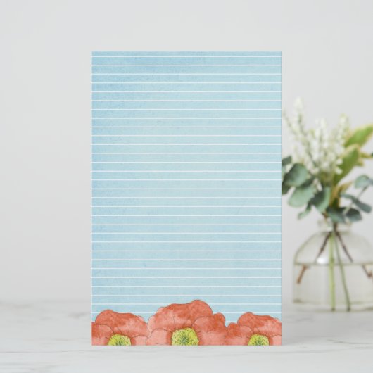 オレンジケシ水彩文字書の 便箋 (スタンド正面)