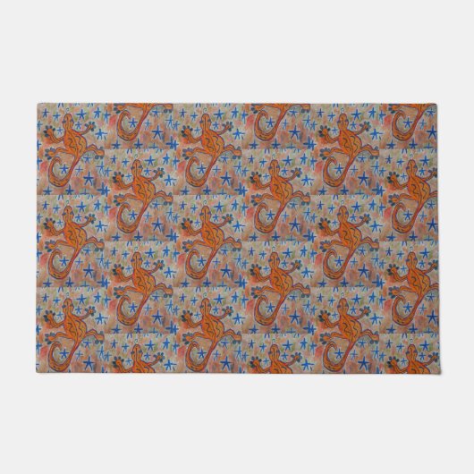 オレンジゲッコドアマット ドアマット (正面)