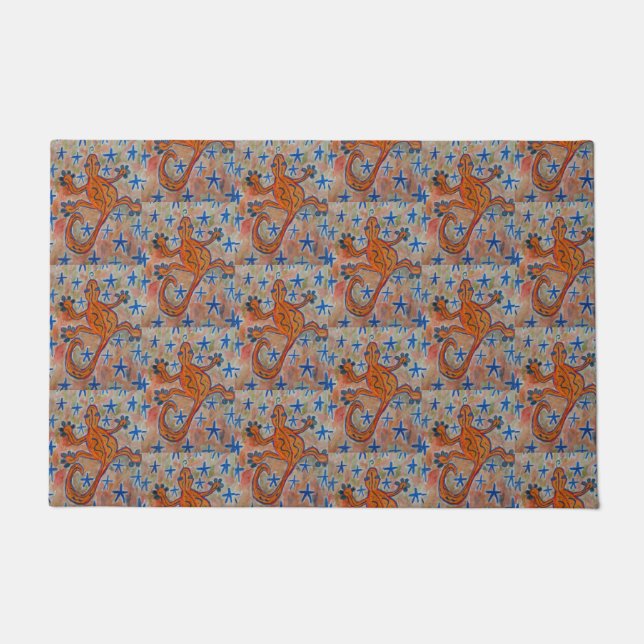 オレンジゲッコドアマット ドアマット (正面)