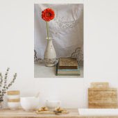 オレンジゲルベラと古書 ポスター (キッチン)