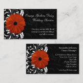 オレンジゲルベラデイジーと白黒スクロール 名刺 (正面/裏面)