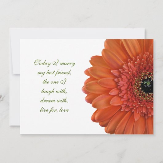 オレンジゲルベラデイジーフラワー結婚式招待状 招待状 (裏面)