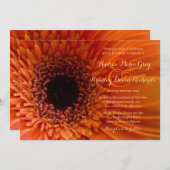 オレンジゲルベラデイジーマクロ結婚式招待状 招待状 (正面/裏面)