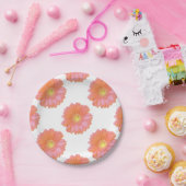 オレンジゲルベラデイジー ペーパープレート (パーティー)