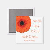 オレンジゲルベラ日付を保存 マグネット (正面/裏面)
