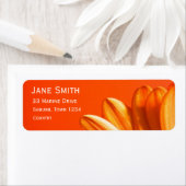 オレンジゲルベラ花ブライトカラフル ラベル (インサイチュ)