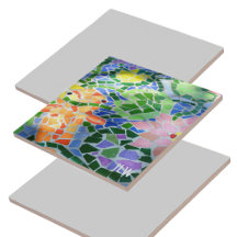 オレンジコイ魚とピンクの花カラフル禅