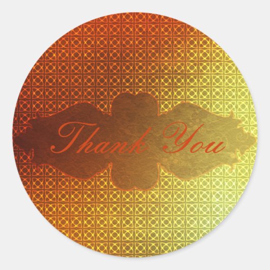 オレンジコンテンポラリー色ケルト模様 ラウンドシール (正面)