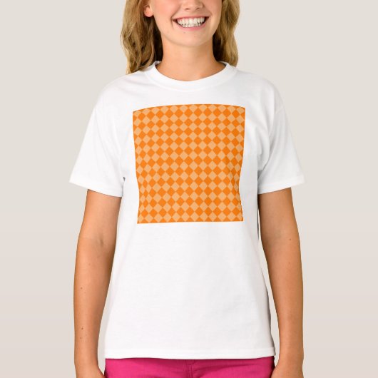 オレンジコンビネーションダイヤモンドパターンセイラー Tシャツ (正面)