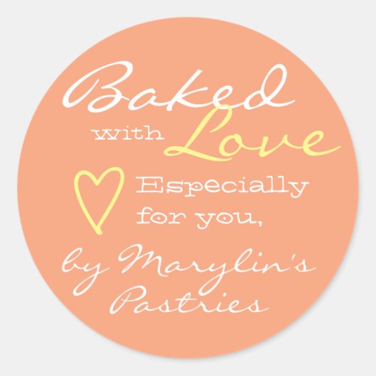 オレンジコーシンプルラルハートパステル ラウンドシール (正面)