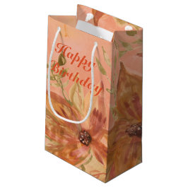 オレンジコーラルとグリーン スモールペーパーバッグ