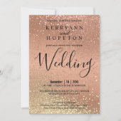 オレンジコーラルと金ゴールドグリッター招待状 招待状 (正面)