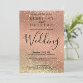 オレンジコーラルと金ゴールドグリッター招待状 招待状 (スタンド正面)