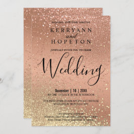 オレンジコーラルと金ゴールドグリッター招待状 招待状