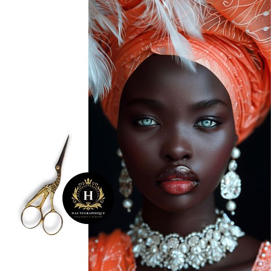 オレンジコーラルアフリカ系アメリカ人女性デコパージュ 薄葉紙