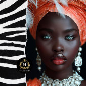 オレンジコーラルアフリカ系アメリカ人女性デコパージュ 薄葉紙