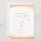 オレンジコーラルウォーターモダンカラーシックスウィート16 招待状 (正面)