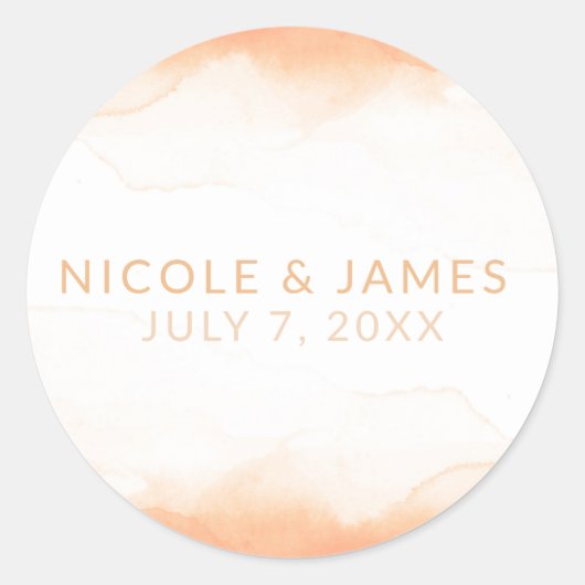オレンジコーラルウォーターモダンカラーシ結婚ック ラウンドシール (正面)