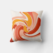 オレンジコーラルオンオフホワイト抽象芸術アートフラワー クッション (裏面)