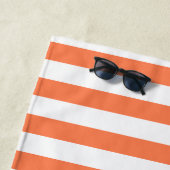 オレンジコーラルカラーストライプズバケーションサマーパステル ビーチタオル (インサイチュ)