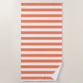 オレンジコーラルカラーストライプズバケーションサマーパステル ビーチタオル (正面)