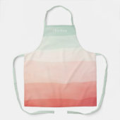 オレンジコーラルクリームセージ緑ストライプの名前 エプロン (正面)